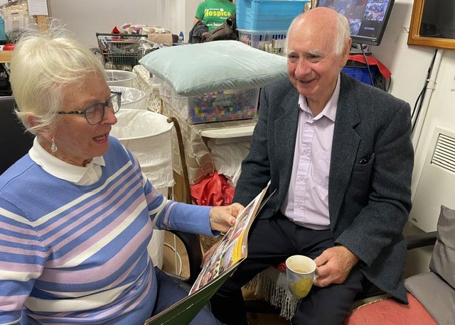 Ballinrobe’s Geraldine and Peadar volunteering in the Hospice Shop