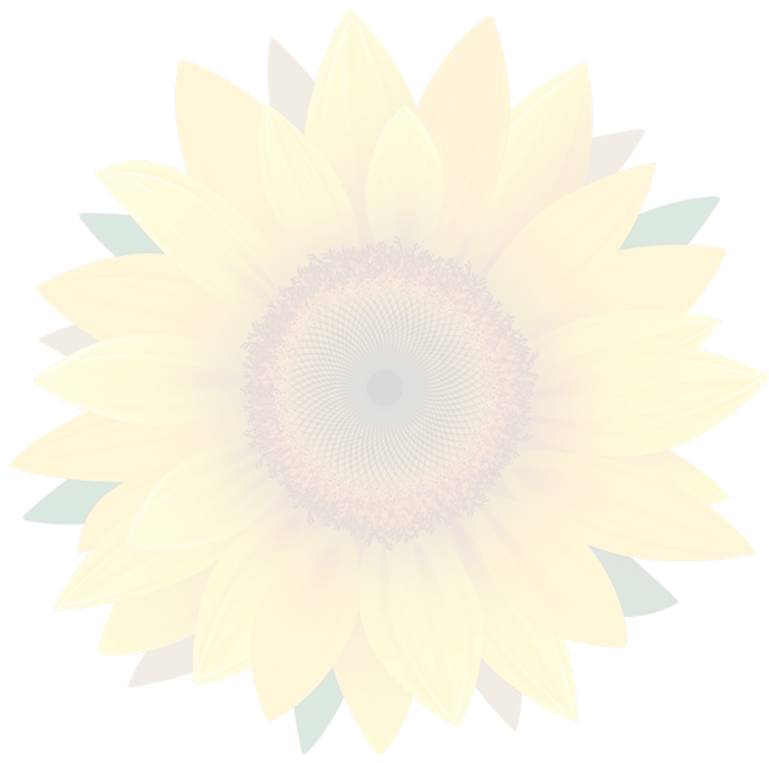A faint, semi-transparent sunflower with yellow petals and a detailed centre is displayed against a light background, echoing the emblematic flower associated with Mayo Roscommon Hospice.